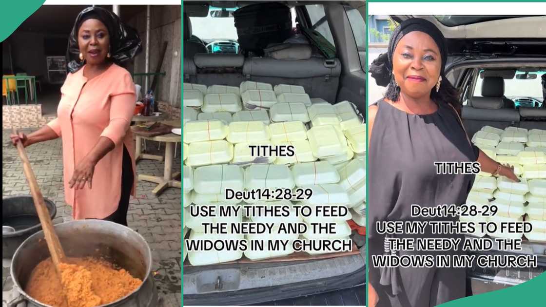 Nigerian woman cooks food for poor people. Nigerian woman cooks food for poor people.