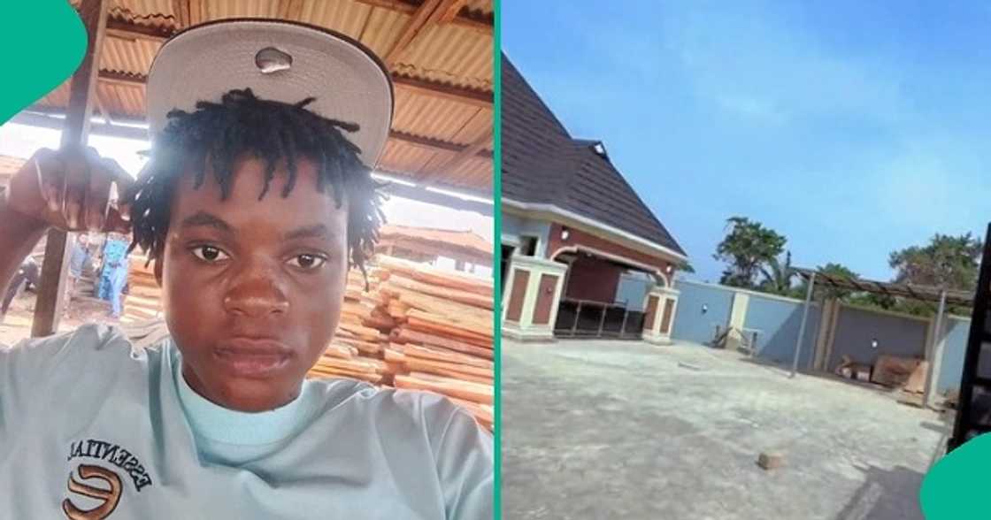 Nigerian man designs his new bungalow with unique colours in video. Nigerian man designs his new bungalow with unique colours in video.