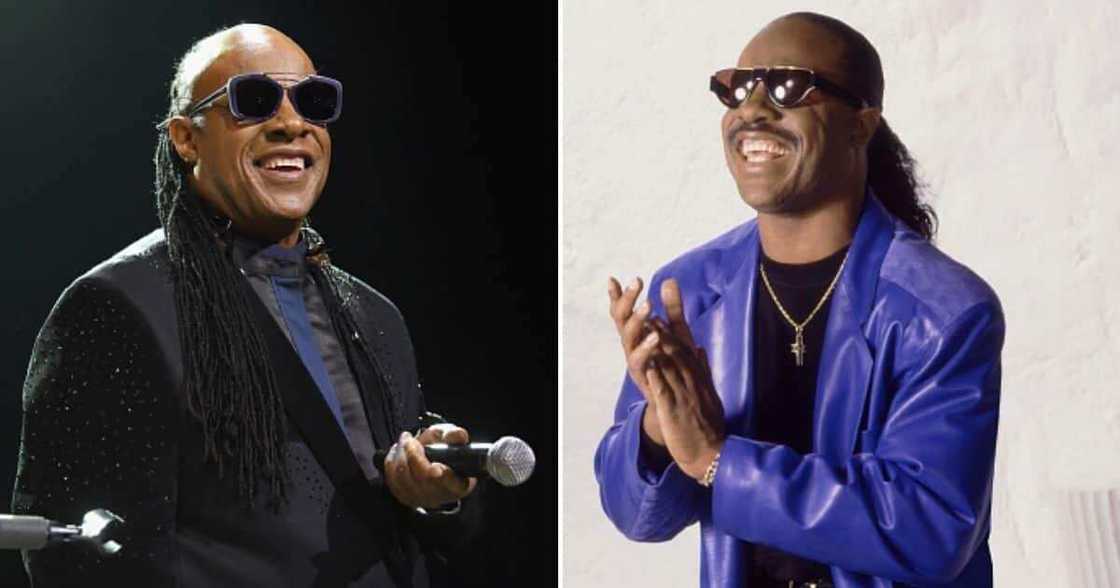 Stevie Wonder takes off glasses Stevie Wonder takes off glasses