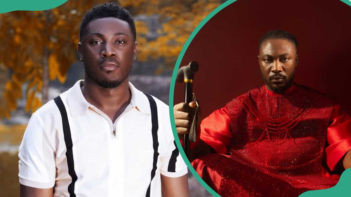 Otega in a white polo shirt and in red traditional attire. Otega in a white polo shirt and in red traditional attire.