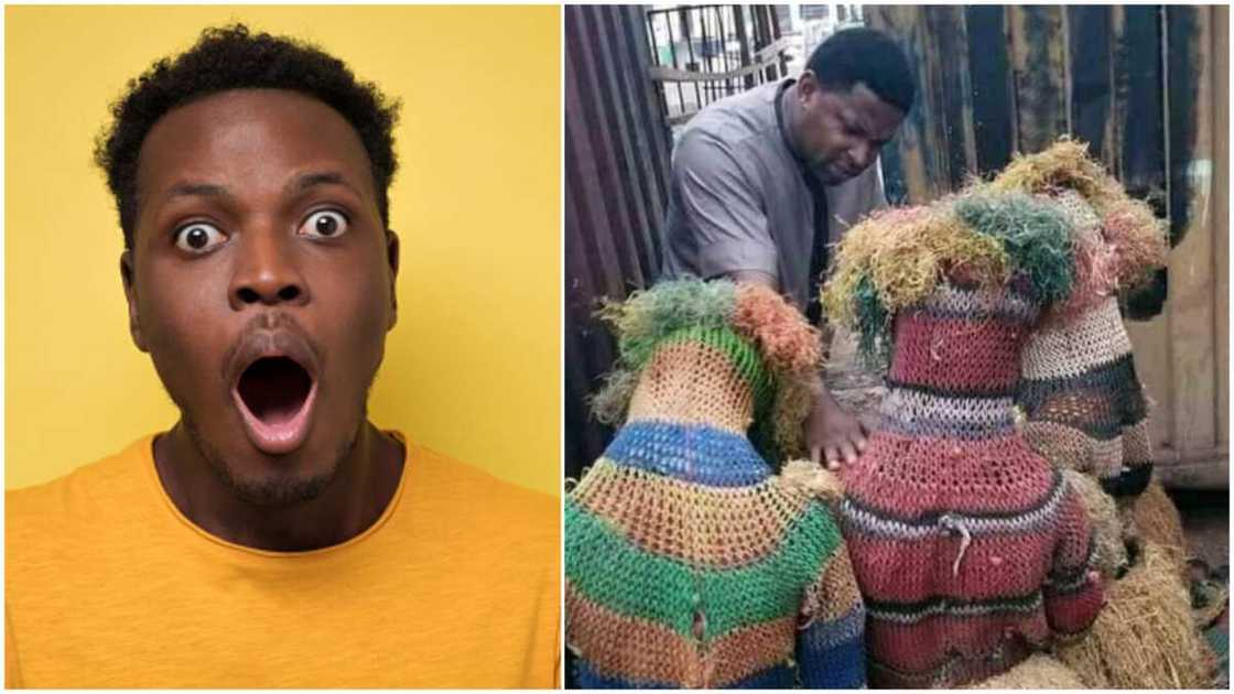 Photo Captures Moment 3 Masquerades Kneel Before Pastor for Prayers, 'Give their Lives to Christ' Photo Captures Moment 3 Masquerades Kneel Before Pastor for Prayers, 'Give their Lives to Christ'