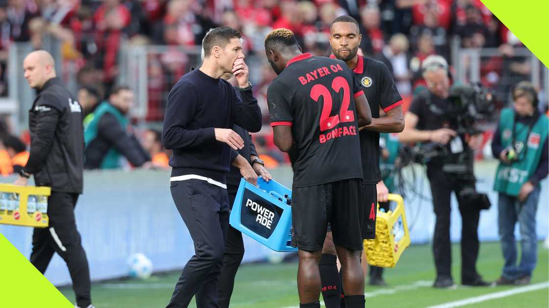 Victor Boniface, Xabi Alonso, Bayer Leverkusen, Holstein Kiel, Bundesliga. Victor Boniface, Xabi Alonso, Bayer Leverkusen, Holstein Kiel, Bundesliga.