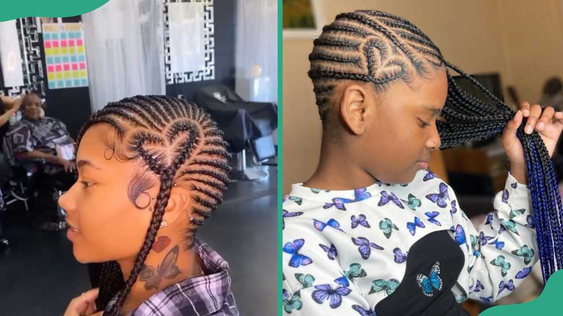 Different angles of straight sided lemonade braids