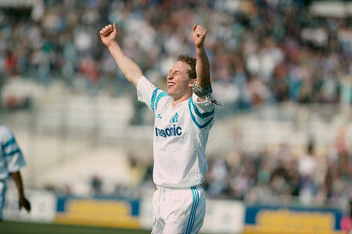 Jean-Pierre Papin celebrates scoring a goal Jean-Pierre Papin celebrates scoring a goal
