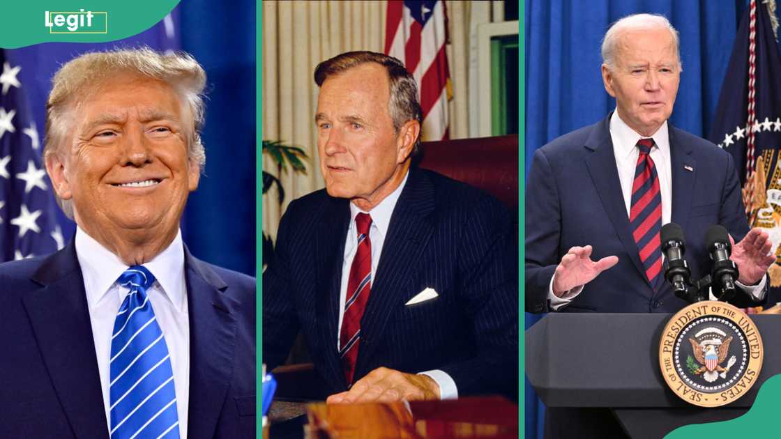 Donald Trump (L), George Bush (C) and Joe Biden (L) Donald Trump (L), George Bush (C) and Joe Biden (L)