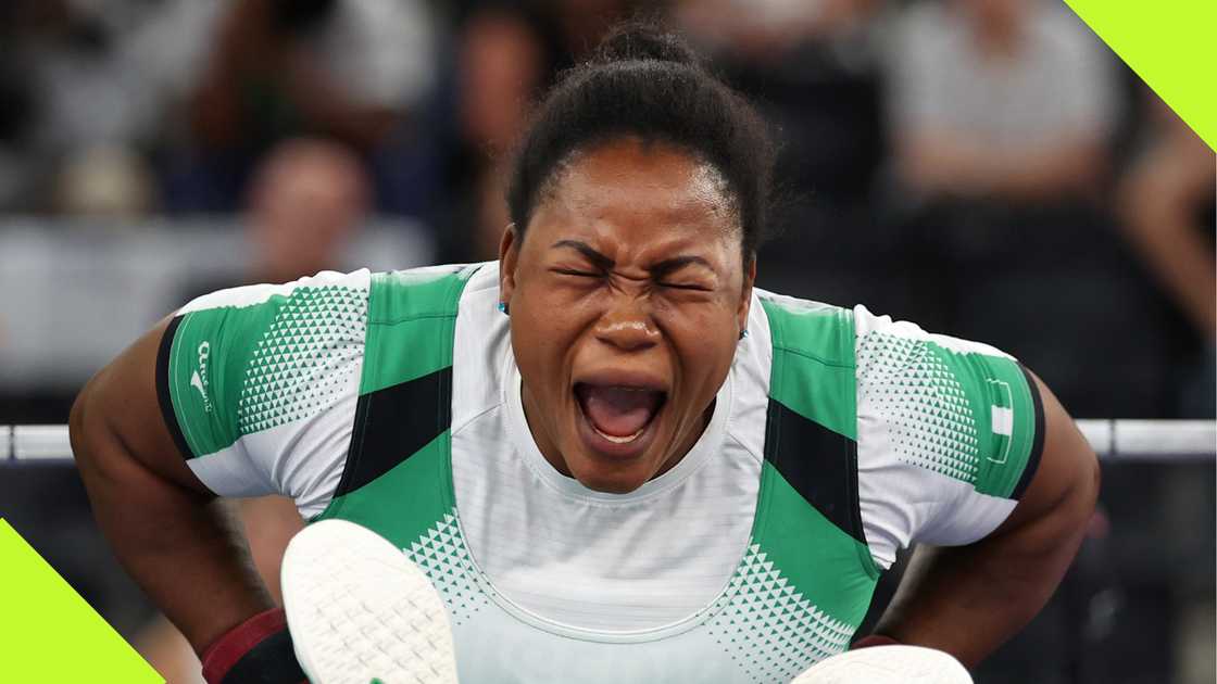 Mark Onyinyechi reacts after winning gold at Paris 2024 Paralympics Games. Mark Onyinyechi reacts after winning gold at Paris 2024 Paralympics Games.