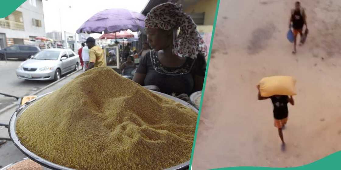 Video emerges as student resumes school with a bag of garri Video emerges as student resumes school with a bag of garri