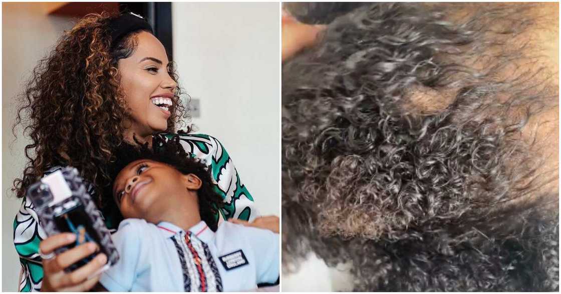 Wizkid's Jada for posts video of Zion's curly hair