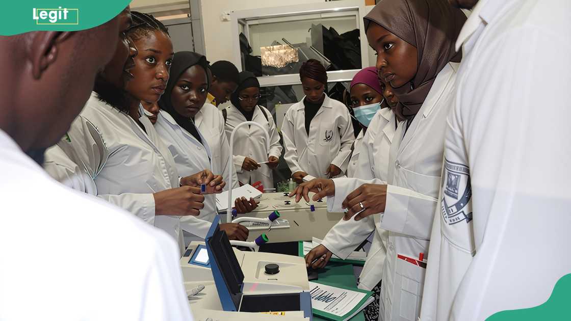 Baze University Science students in a laboratory
