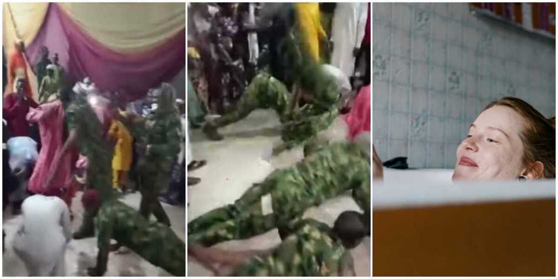 Reactions as soldiers wow guests at colleague's wedding, do push-ups severally with him, cute video goes viral