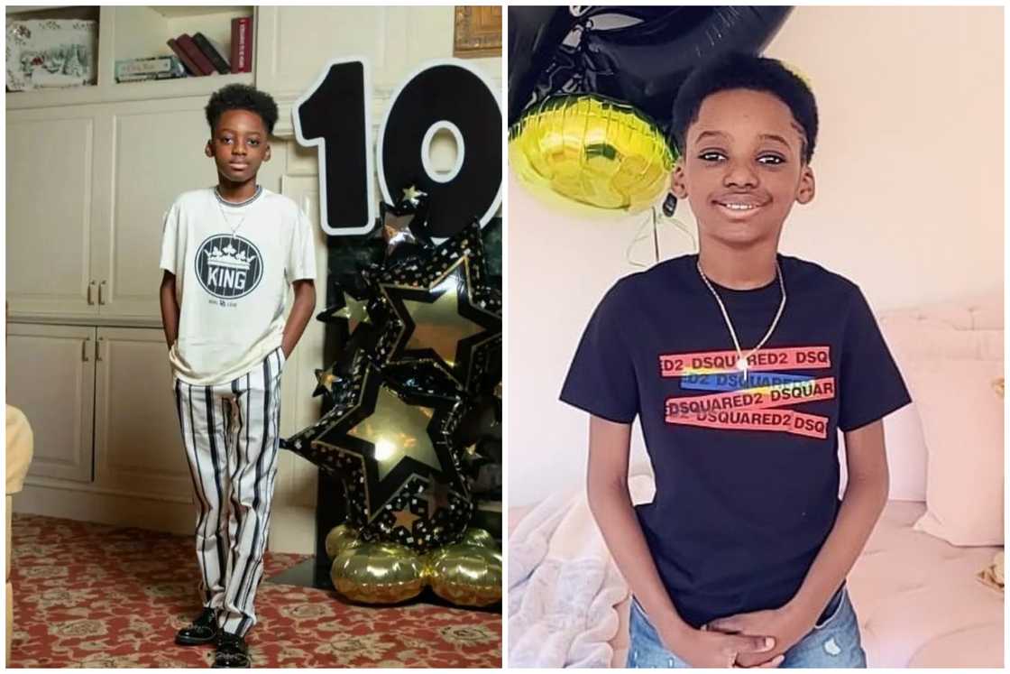 Innocent Idibia Jnr poses as he marks his 10th birthday (L). 2Baba's youngest son smiles as he looks on (R). Innocent Idibia Jnr poses as he marks his 10th birthday (L). 2Baba's youngest son smiles as he looks on (R).
