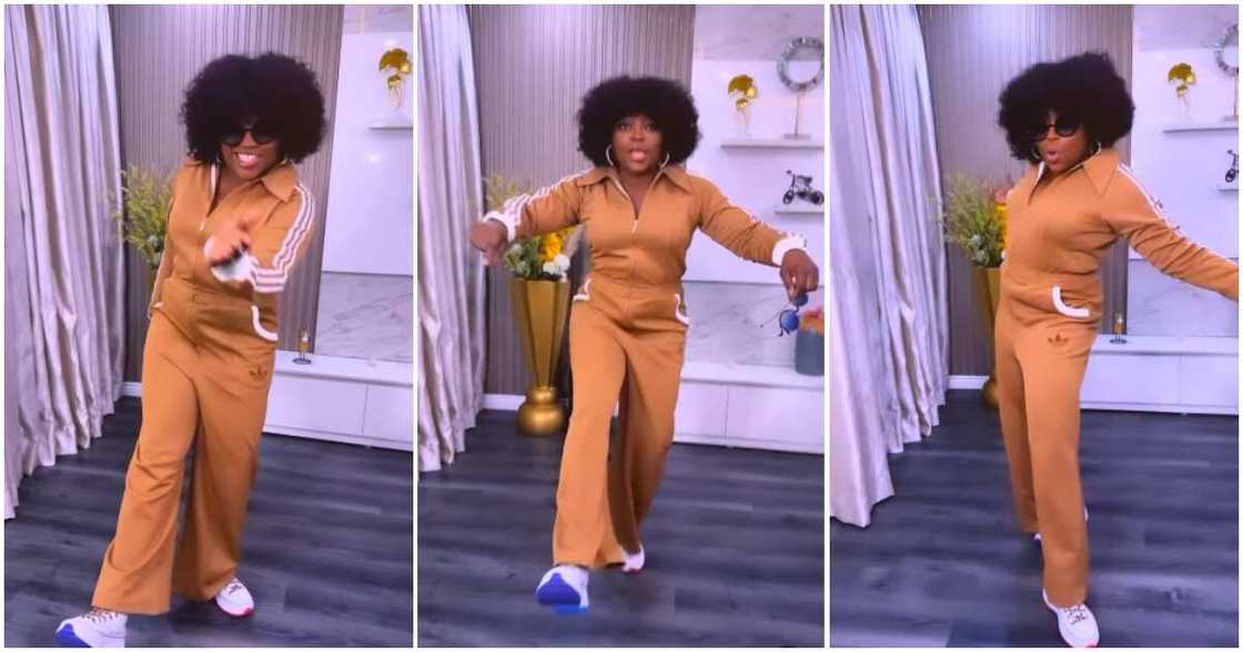 Funke Akindele dancing to Asake's Amapiano song.