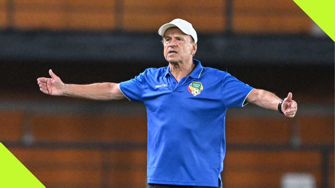 Gernot Rohr gestures during a Benin Republic fixture