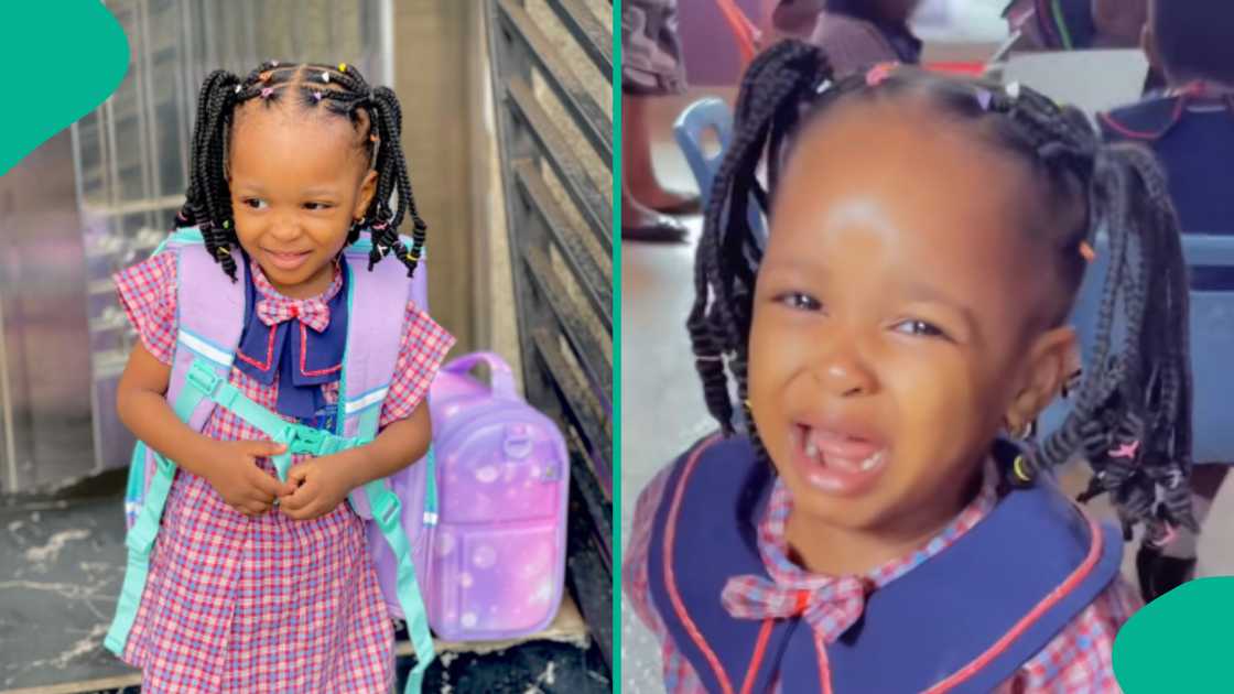 Baby cries in school after being moved to a new class.