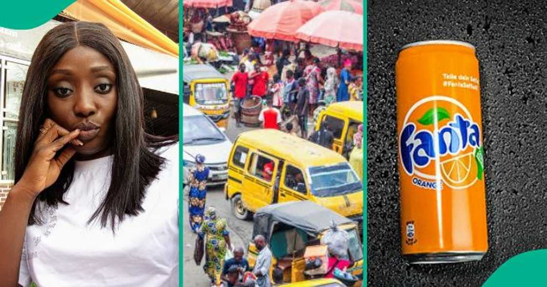 Lady in pain as 'agbero' flees with her bottle of fanta in Lagos.
