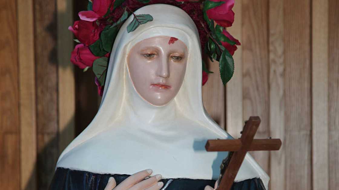Statue of St. Rita of Cascia at the church of Our Lady of Grace in Ontario, Canada on 25 June 2016. Statue of St. Rita of Cascia at the church of Our Lady of Grace in Ontario, Canada on 25 June 2016.