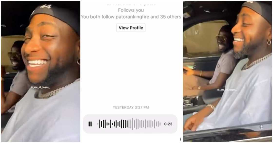 Photos of Davido smiling and viral lady's DM Photos of Davido smiling and viral lady's DM