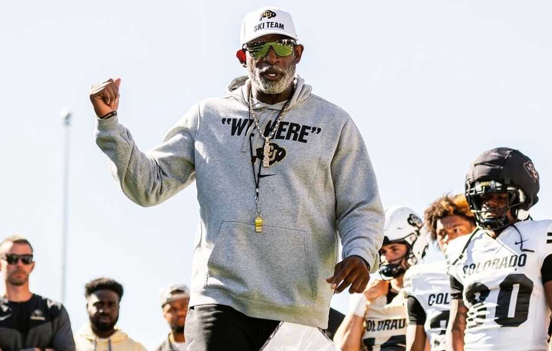 Deion Sanders leading a practice