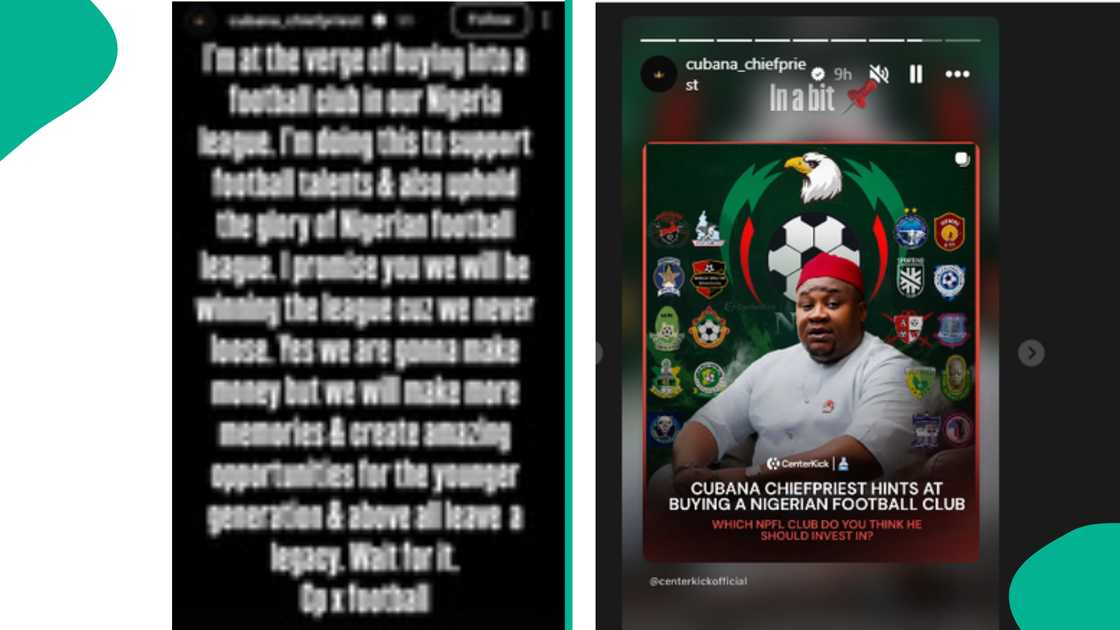 Cubana Chiefpriest shares update on moves to buy a Nigerian football league.