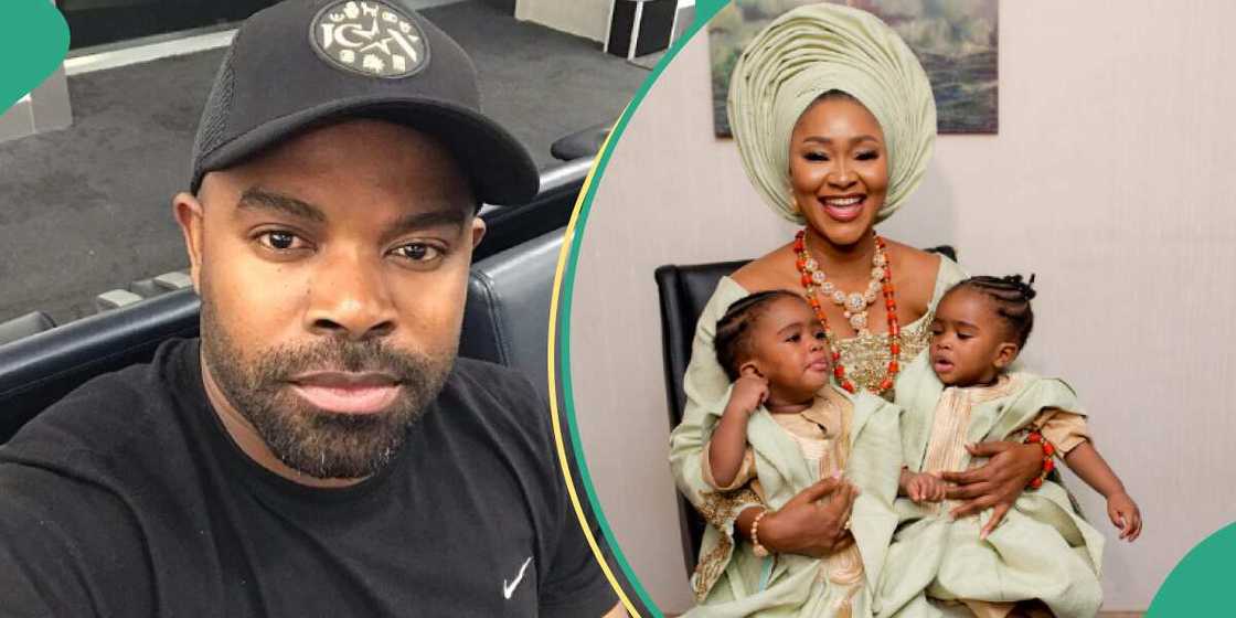 Gabriel Afolayan's wife and twin sons. Gabriel Afolayan's wife and twin sons.