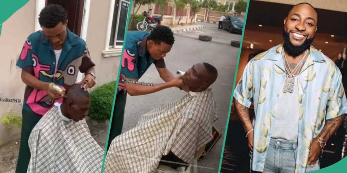 Barber gives random people free haircut to get Davido's attention Barber gives random people free haircut to get Davido's attention