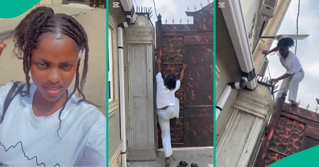 Video as Lagos State University student scales house gate to meet up with 8am test in school