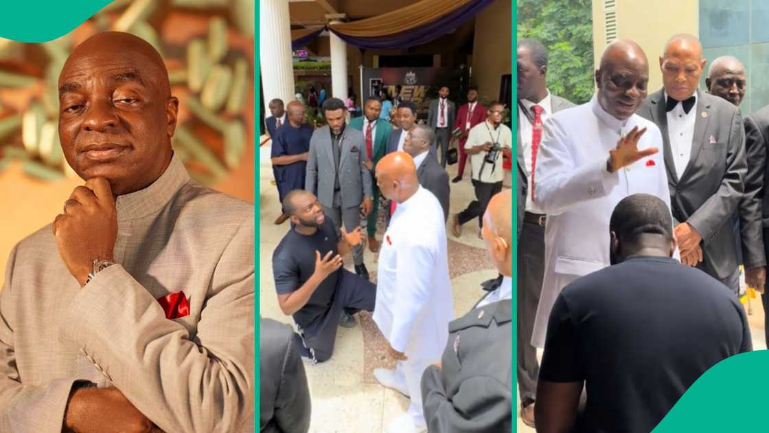 Video shows what happened when Bishop Oyedepo met content creator who stopped mimicking him