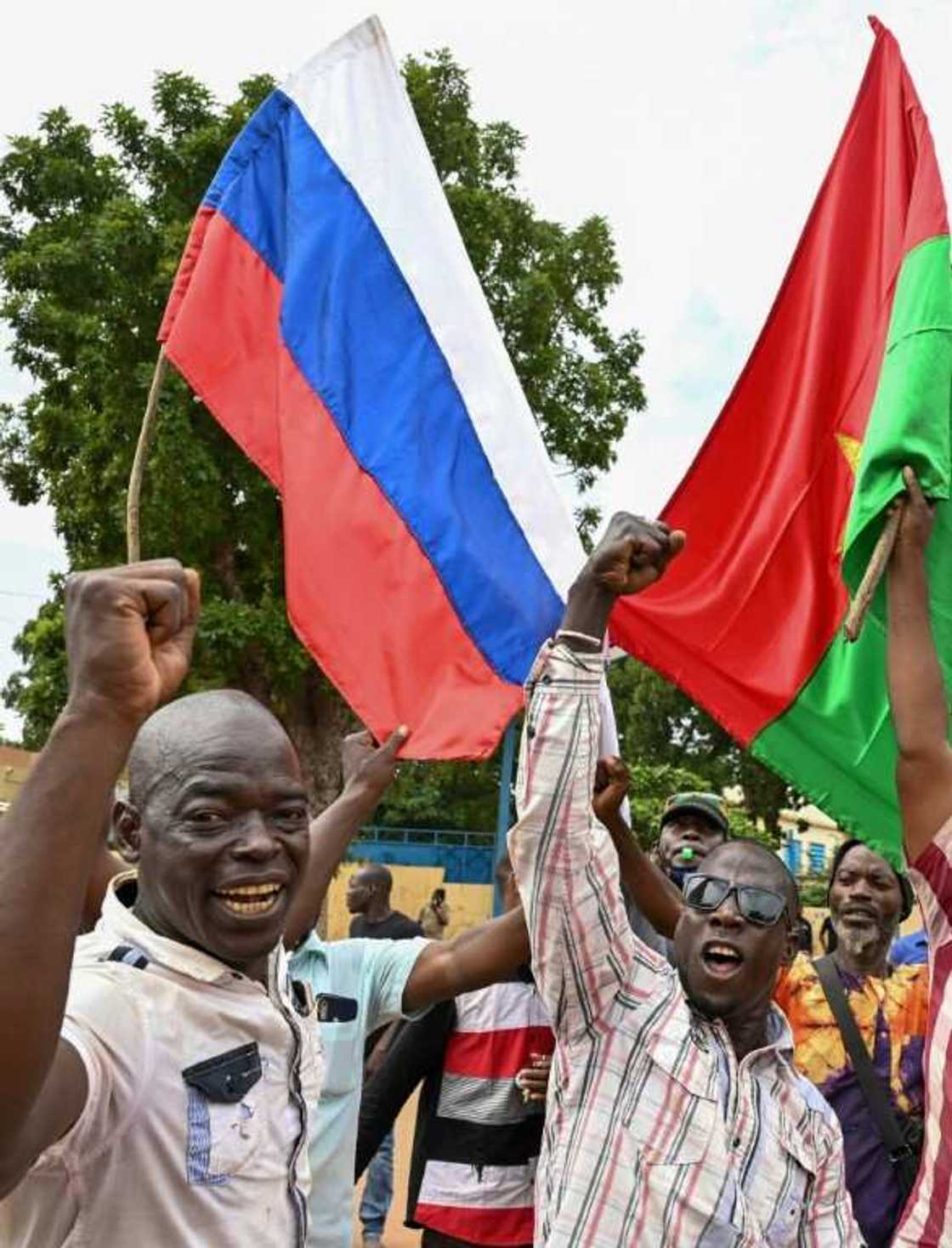 The September 30 coup announcement sparked anti-French protests and a flag-waving show of support for Russia The September 30 coup announcement sparked anti-French protests and a flag-waving show of support for Russia