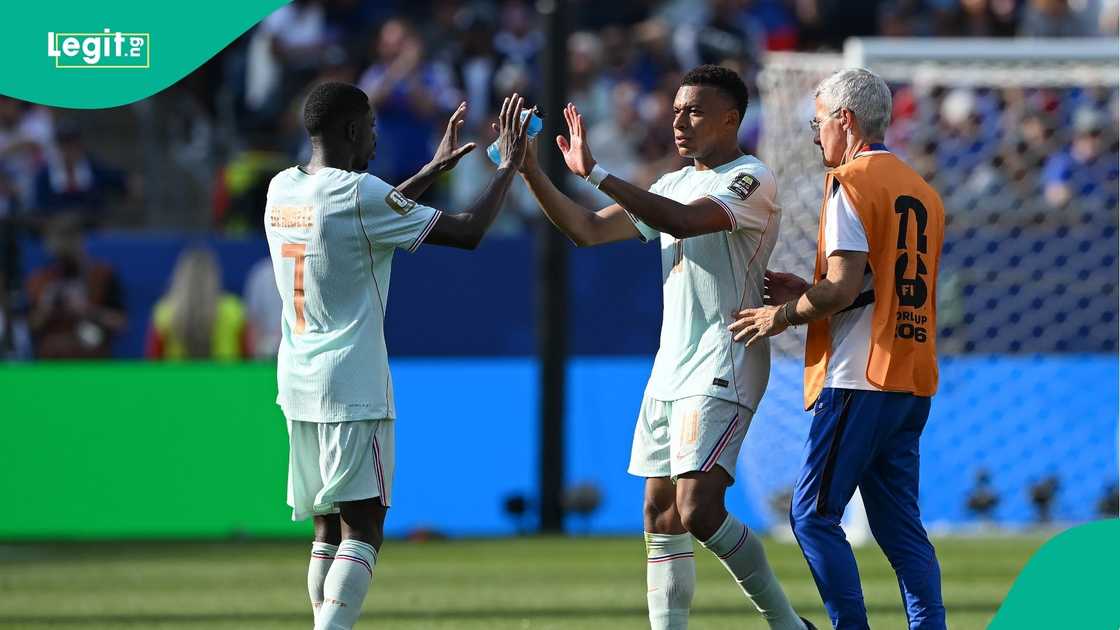 Rio Ferdinand, Kylian Mbappe, Ousmane Dembele, France, Morocco, FIFA, World Cup. Rio Ferdinand, Kylian Mbappe, Ousmane Dembele, France, Morocco, FIFA, World Cup.
