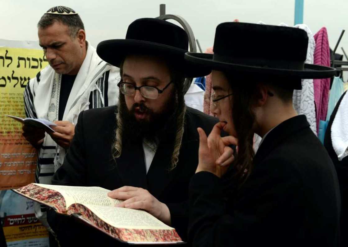 A file picture from September 13, 2015 shows ultra-Orthodox Jews pray in the Ukrainian city of Uman A file picture from September 13, 2015 shows ultra-Orthodox Jews pray in the Ukrainian city of Uman