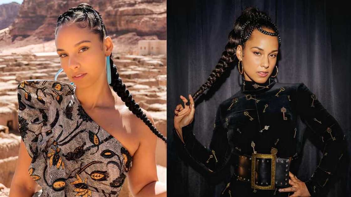 Alicia Keys' braided ponytail hairstyles