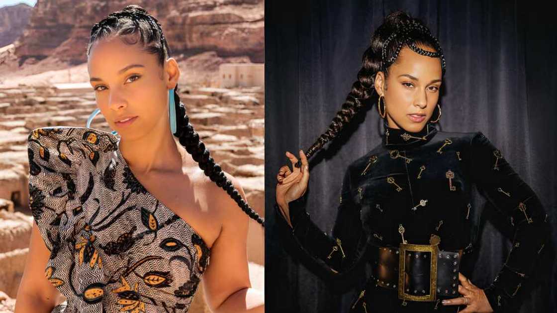 Alicia Keys' braided ponytail hairstyles Alicia Keys' braided ponytail hairstyles