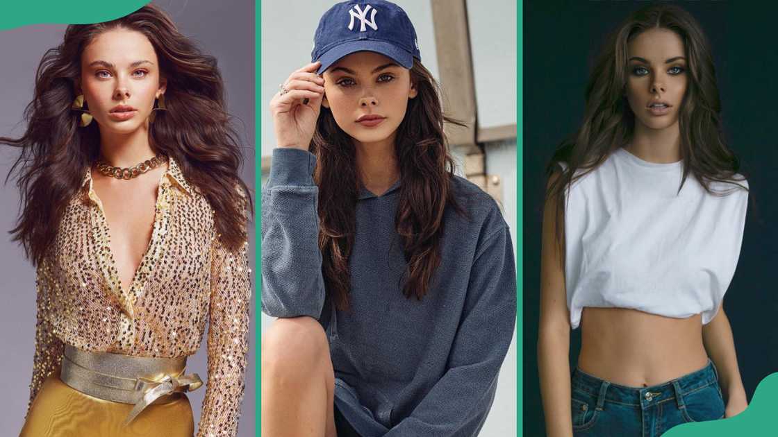 Meika Woollard posing for the camera Meika Woollard posing for the camera