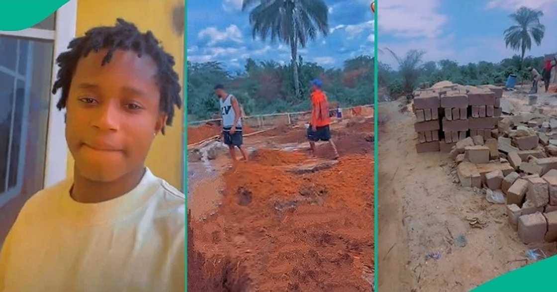 Nigerian man begins laying foundation of new building Nigerian man begins laying foundation of new building