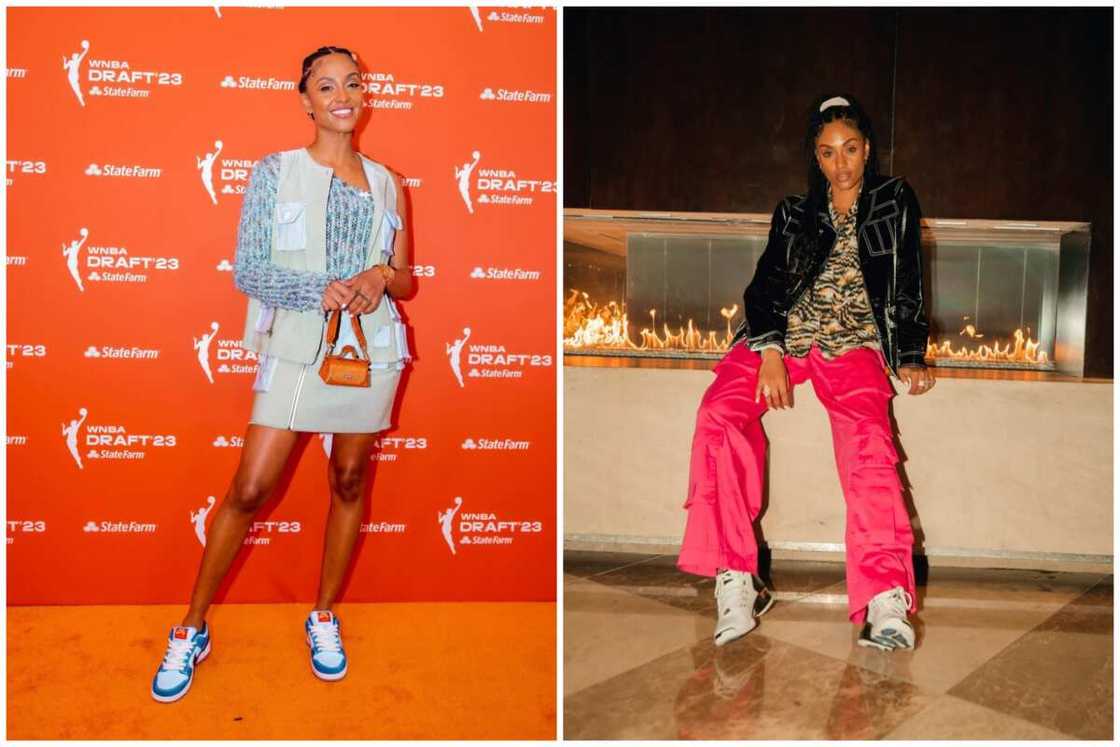 Brittney Elena posing at a red carpet and in pink pants at an establishment Brittney Elena posing at a red carpet and in pink pants at an establishment