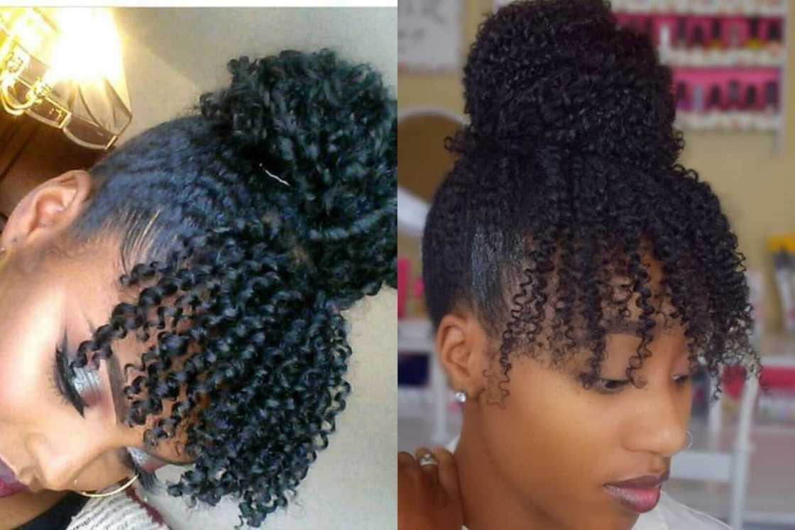 A bun with loose curls A bun with loose curls