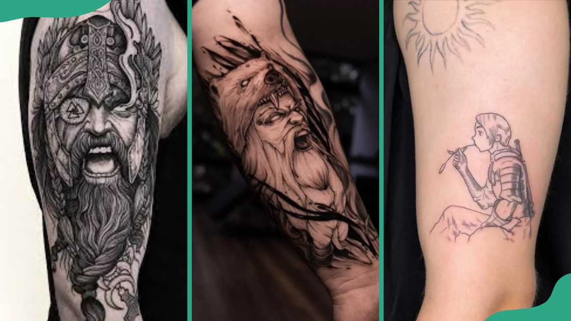 Norse Berserkers (L), Viking berserker (C), and Judeau (R) tattoos Norse Berserkers (L), Viking berserker (C), and Judeau (R) tattoos
