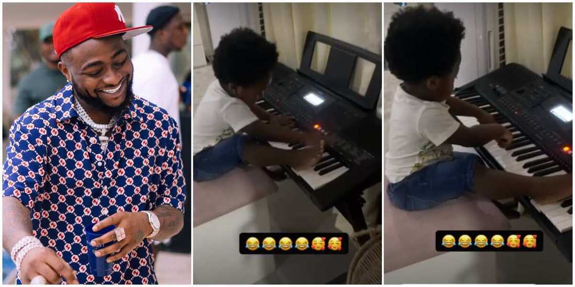 Davido's son plays the piano. Davido's son plays the piano.