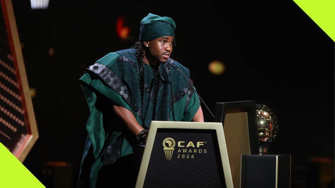 Ademola Lookman, Palais des Congrès, Marrakech, Morocco, CAF Awards, December 16, 2024. Ademola Lookman, Palais des Congrès, Marrakech, Morocco, CAF Awards, December 16, 2024.