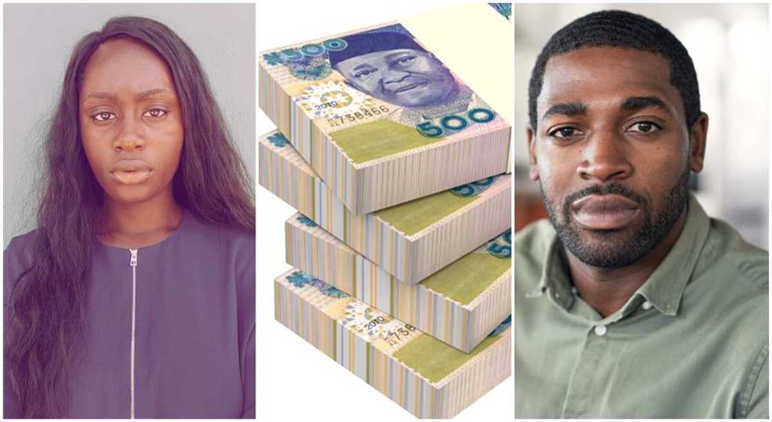 Photos of a woman and man with Naira notes. Photos of a woman and man with Naira notes.