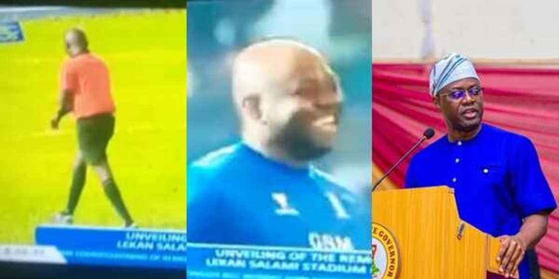 Fit for Life: Nigerian governor scores penalty during football match in video; many react Fit for Life: Nigerian governor scores penalty during football match in video; many react