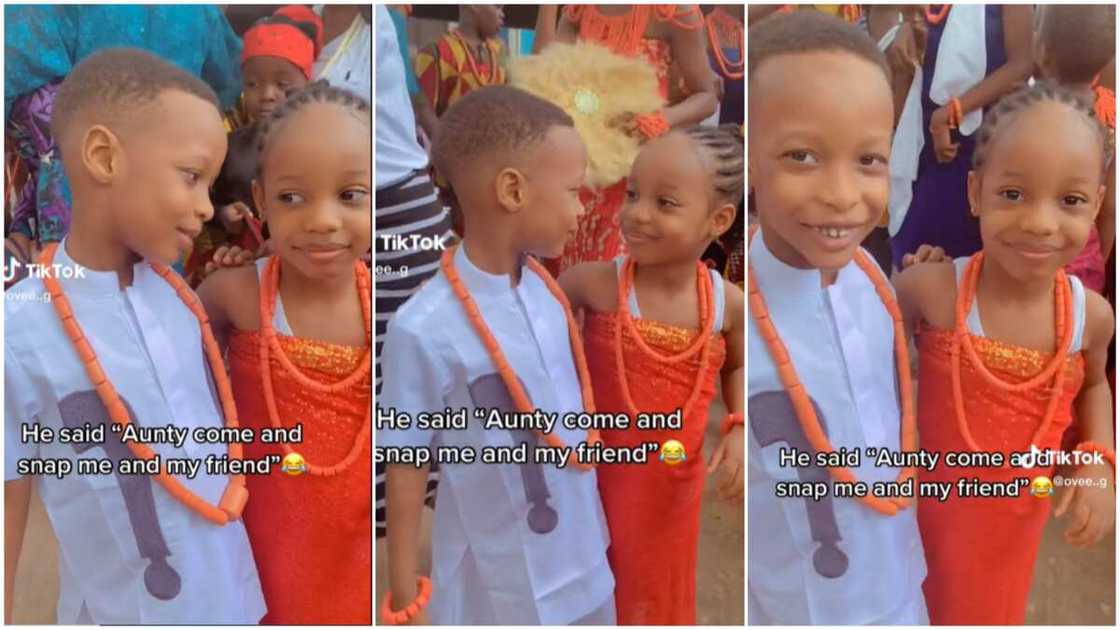 Beautiful kids in school/boy held fine girl.