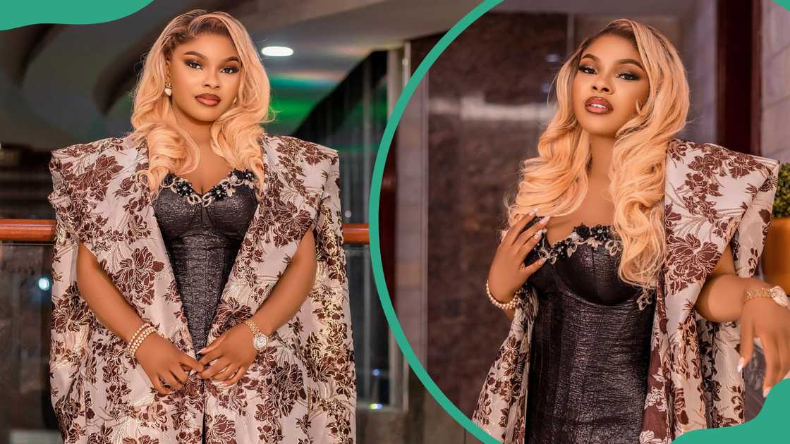 Sarian Martin dazzles in a black gown and poses in a confident pose