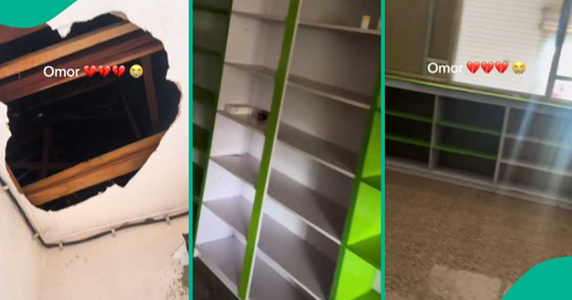 Man laments bitterly as his pharmacy gets robbed.