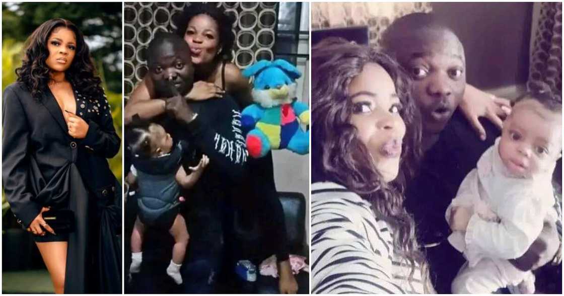 Old photos of BBNaija's Chichi with man and child. Old photos of BBNaija's Chichi with man and child.