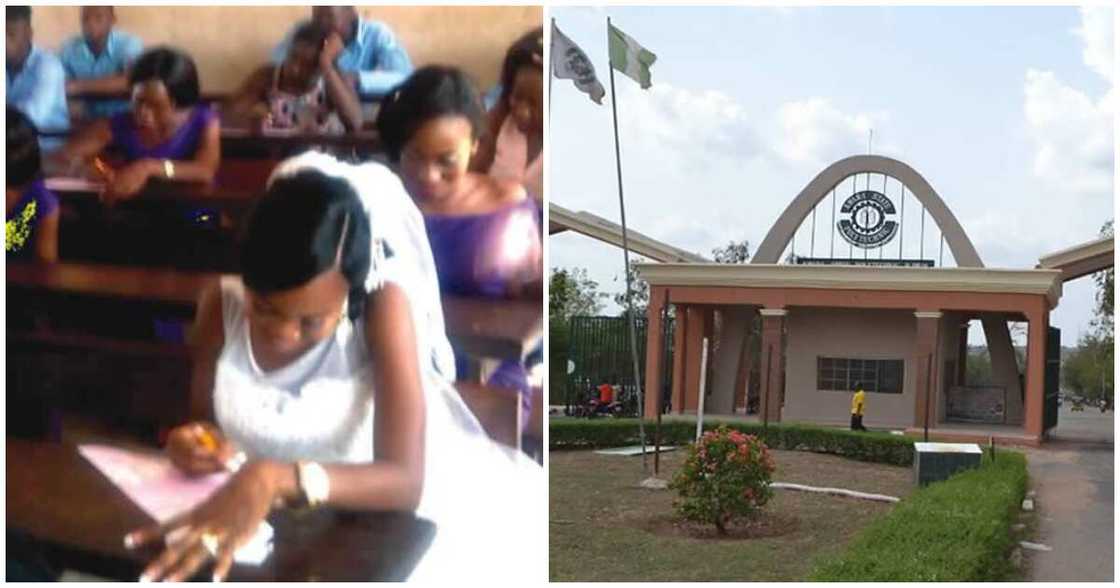 Nigerian lady writes exam in wedding gown, video stirs reactions on social media