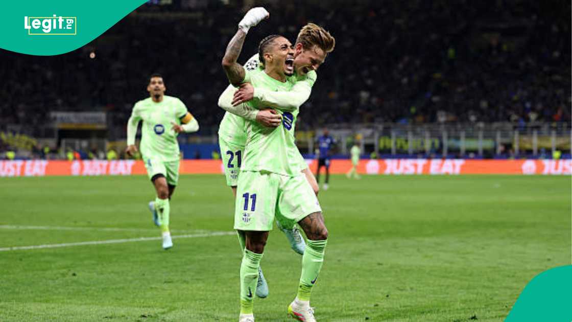 Raphinha, Barcelona, Inter Milan, Champions League, semi-final, aggregate, San Siro. Raphinha, Barcelona, Inter Milan, Champions League, semi-final, aggregate, San Siro.