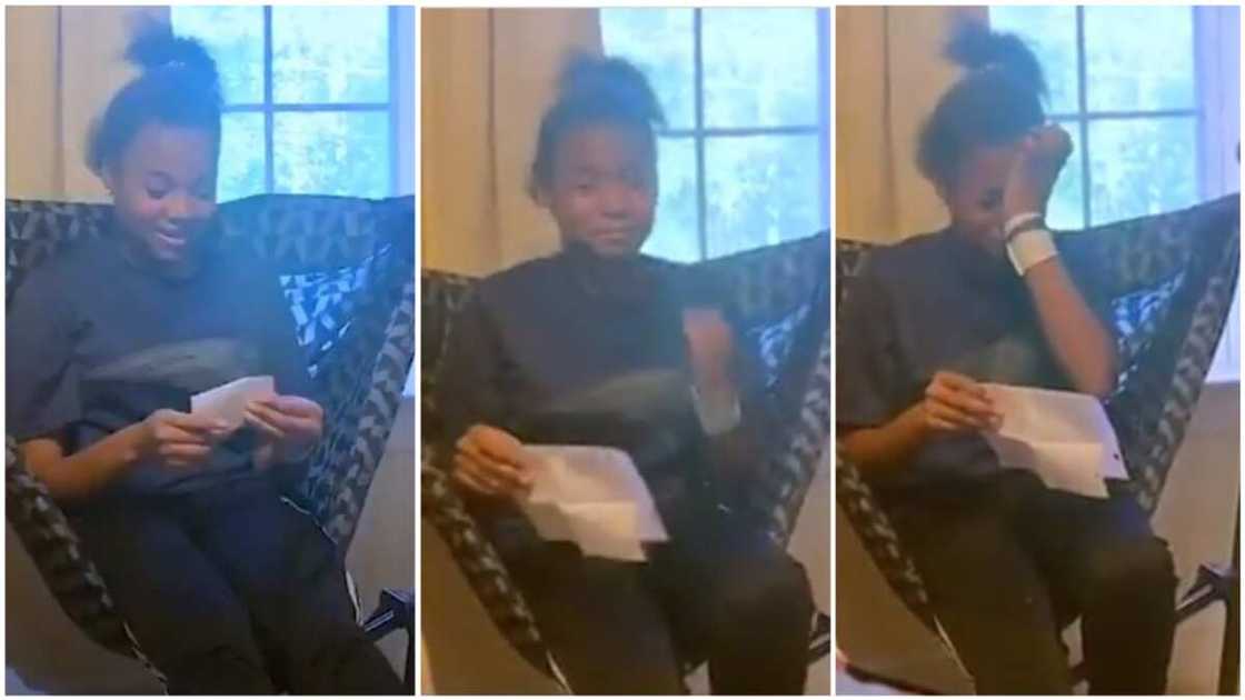 The 13-year-old girl paused reading the letter as she cried.
Photo source: Twitter/@nowthisnews The 13-year-old girl paused reading the letter as she cried.
Photo source: Twitter/@nowthisnews