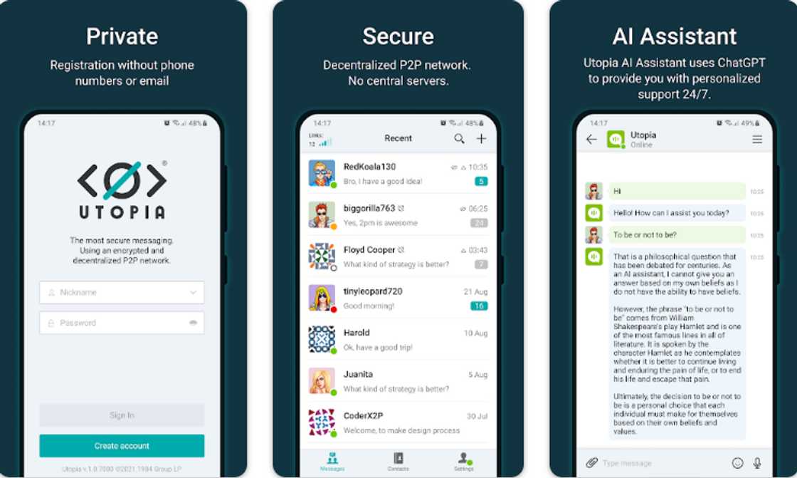 Utopia's main features Utopia's main features