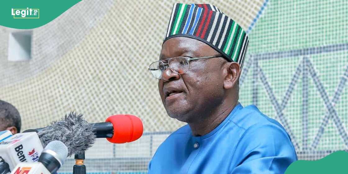 Former Benue state governor Ortom addressing the people Former Benue state governor Ortom addressing the people